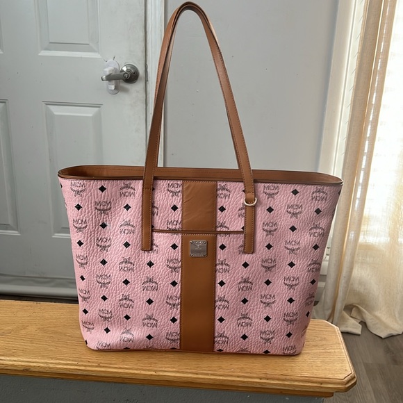 MCM ANYA MEDIUM VISETOS ZIP TOP SHOPPER - Soft pink - Picture 10 of 15